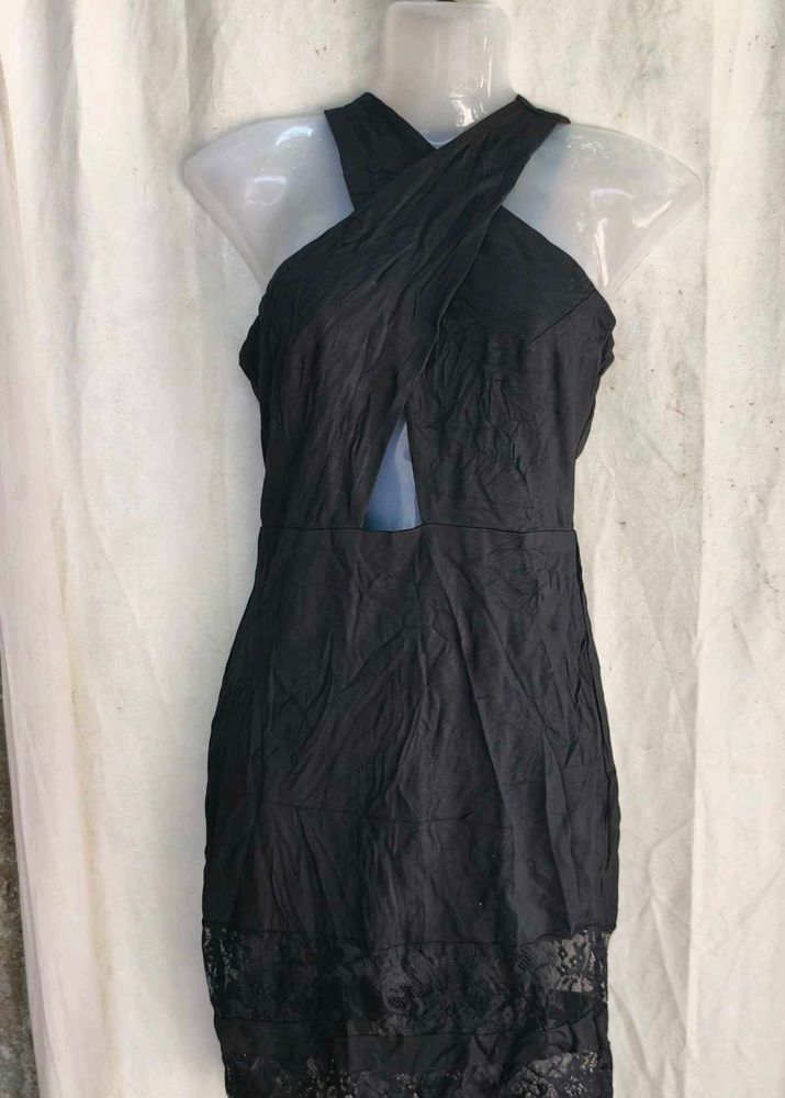 Chic Black Halter Neck Dress
