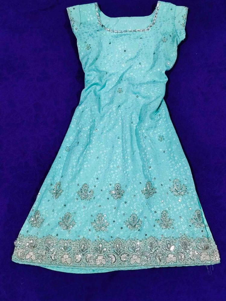 Aqua Blue Embroidered Kurta