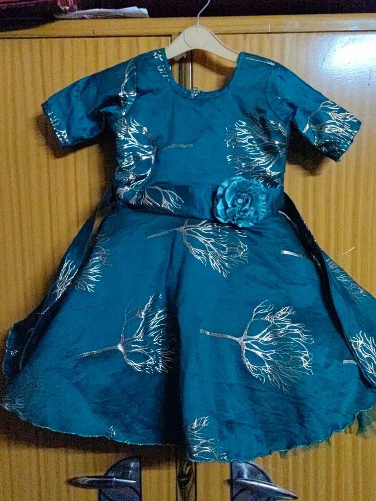 Teal &amp; Gold Girls' Party Dress