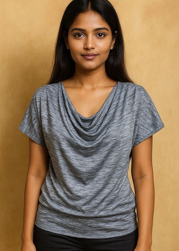Gray Cowl Neck Top