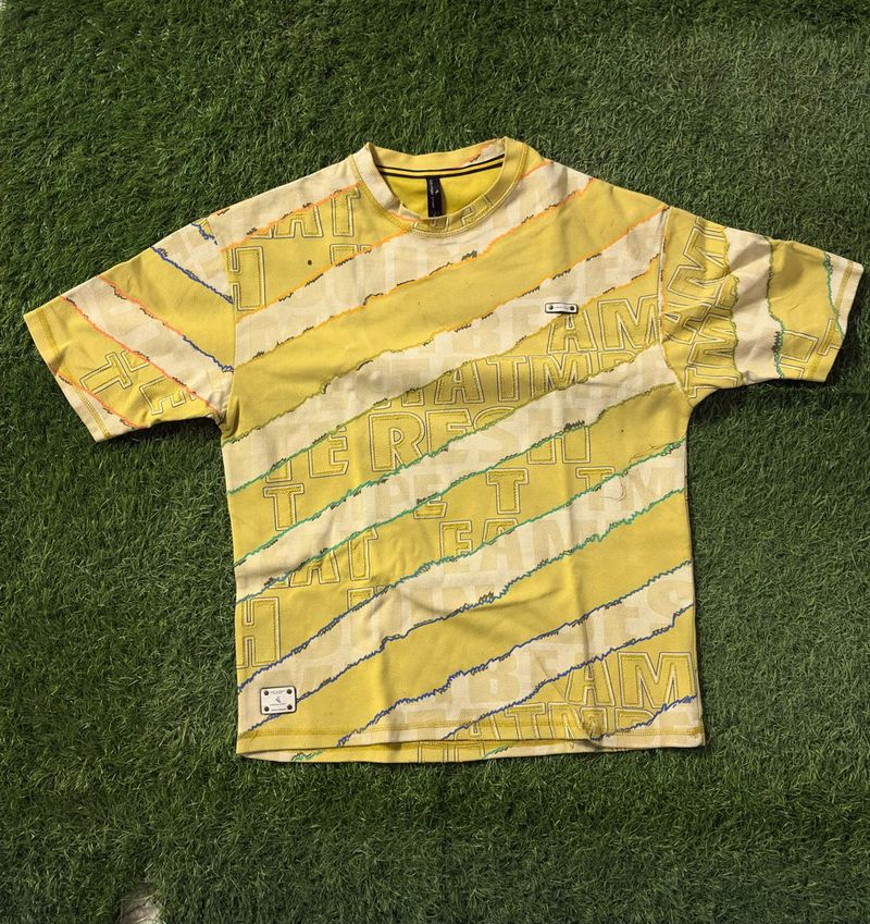 Yellow Striped Graphic T-Shirt