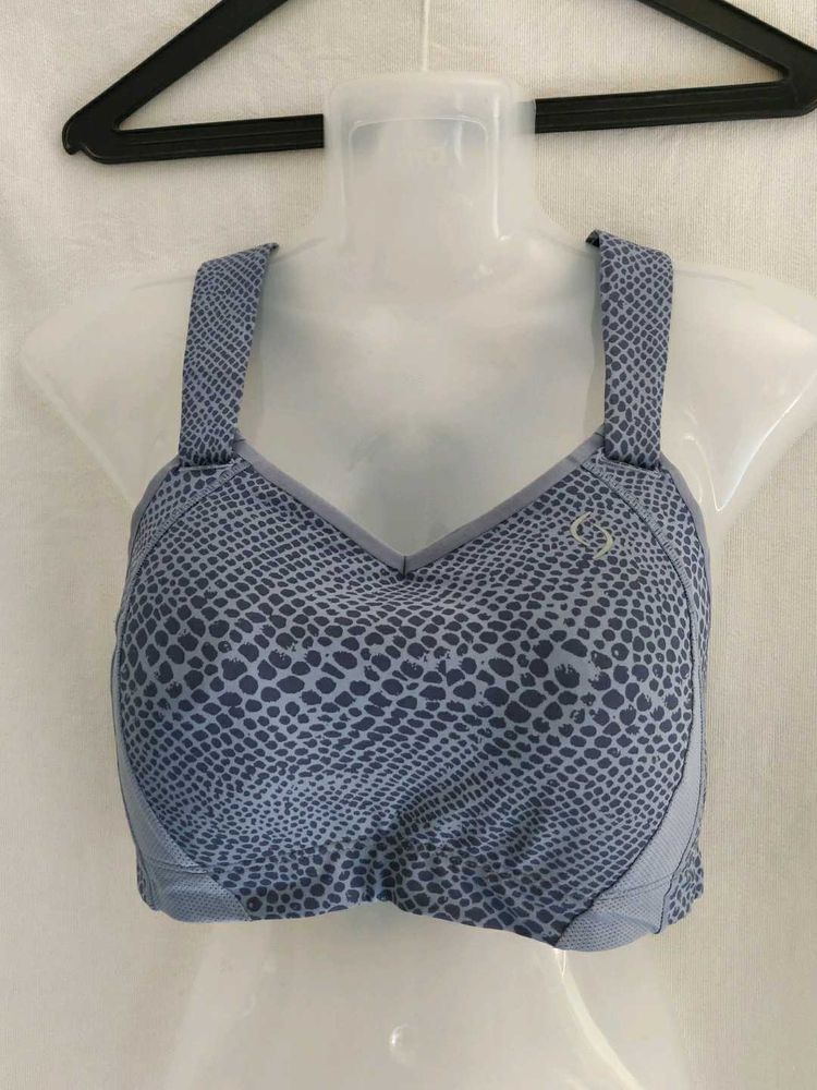 Stylish Blue Snake Print Sports Bra