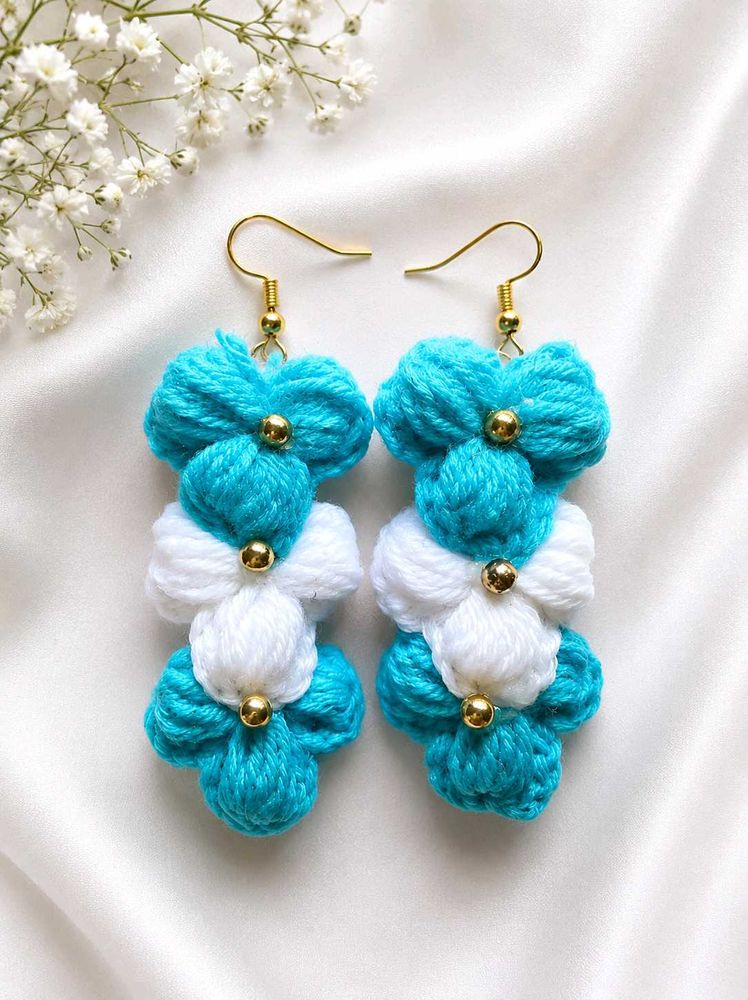 Boho Floral Yarn Dangle Earrings