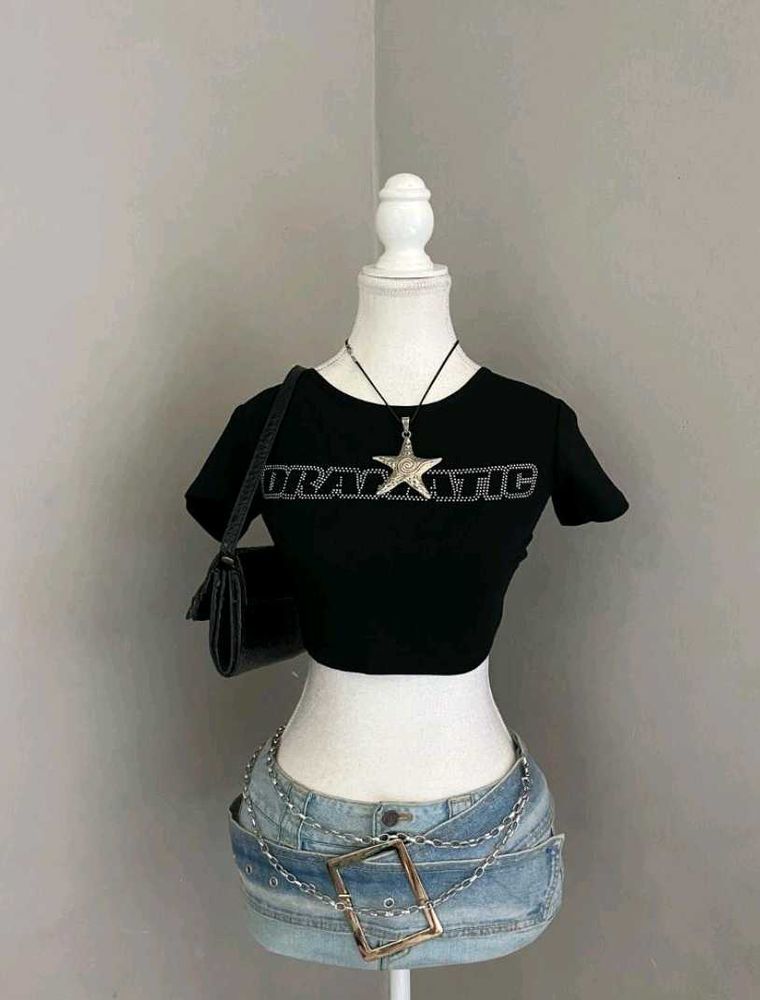 Rhinestone Crop Top