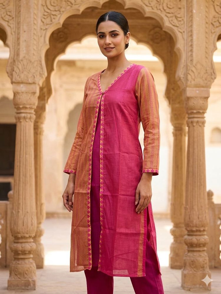 Elegant Pink &amp; Orange Kurta