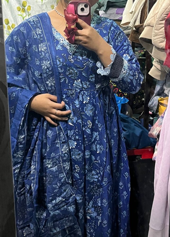 Floral Printed Kurta With Salwar And Dupatta