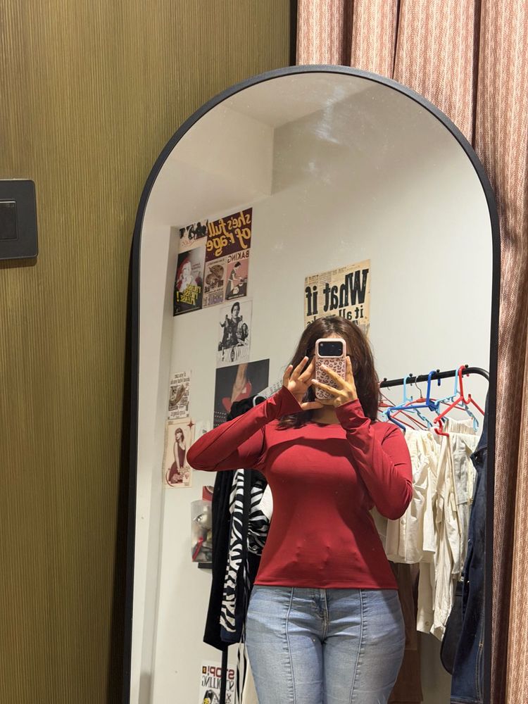 Red Long Sleeve Top