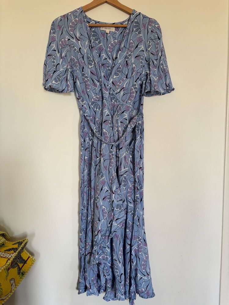 Per Una a M&amp;S brand blue floral Midi dress