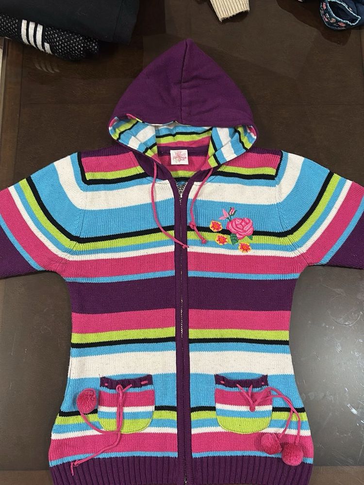 Colorful Striped Girls' ziper