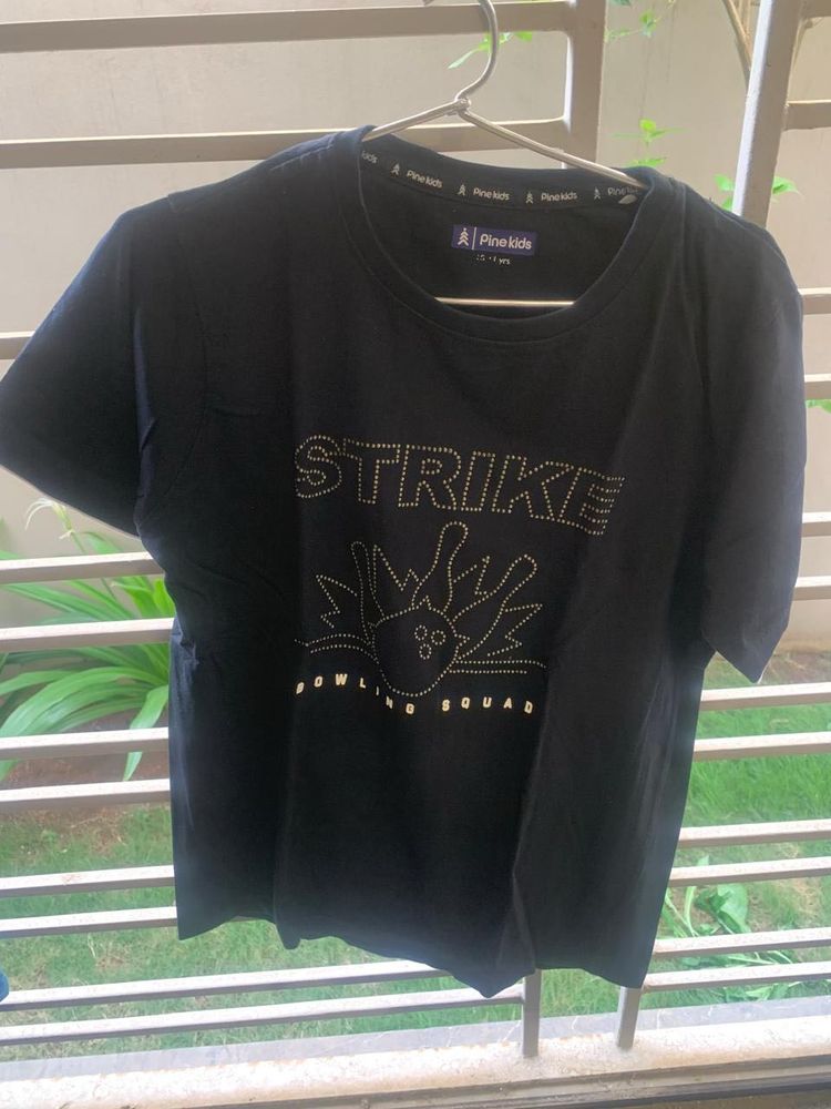Pine Kids Black Bowling T-Shirt