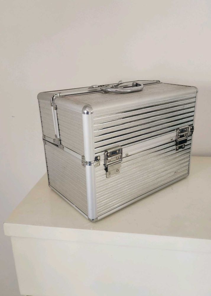 Silver Makeup Train Case