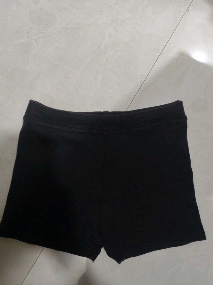 Black Cotton Shorts