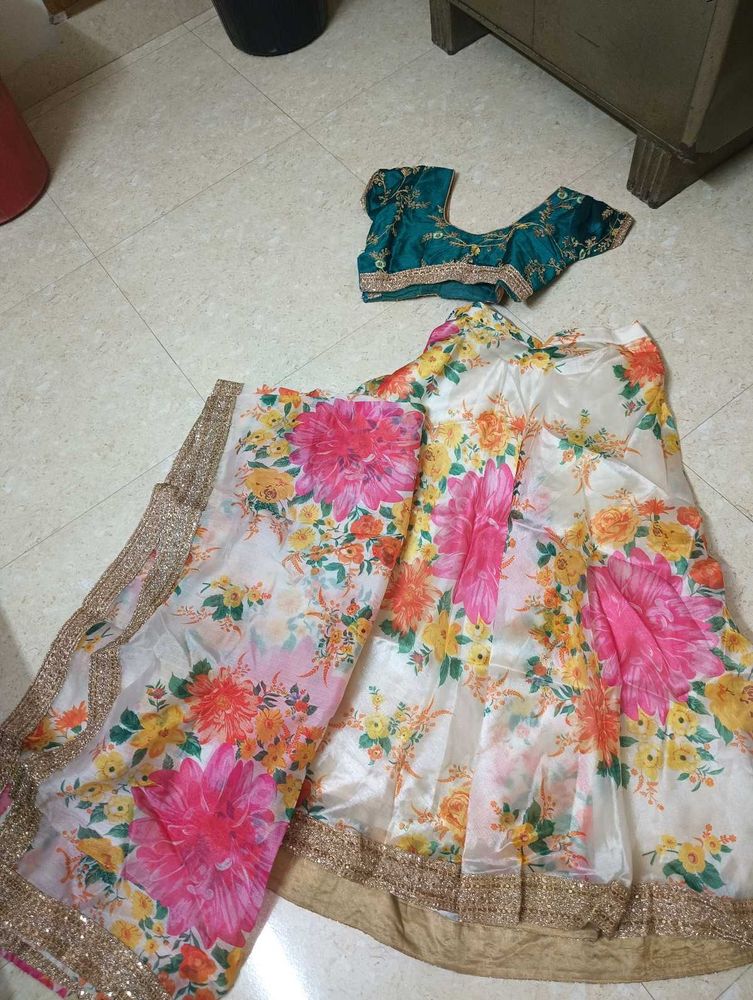 Floral Print Lehenga Choli Set