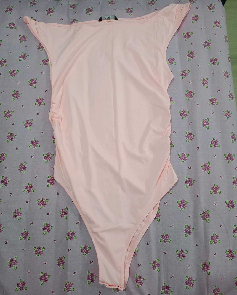 Women's Pink One-Shoulder Bodysuit