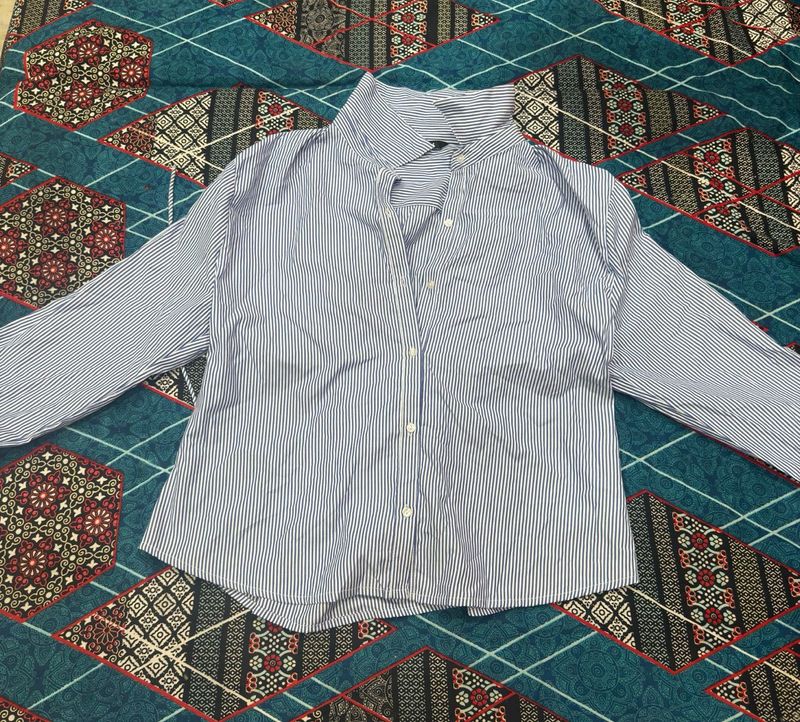 Classic Blue &amp; White Striped Button-Up Shirt