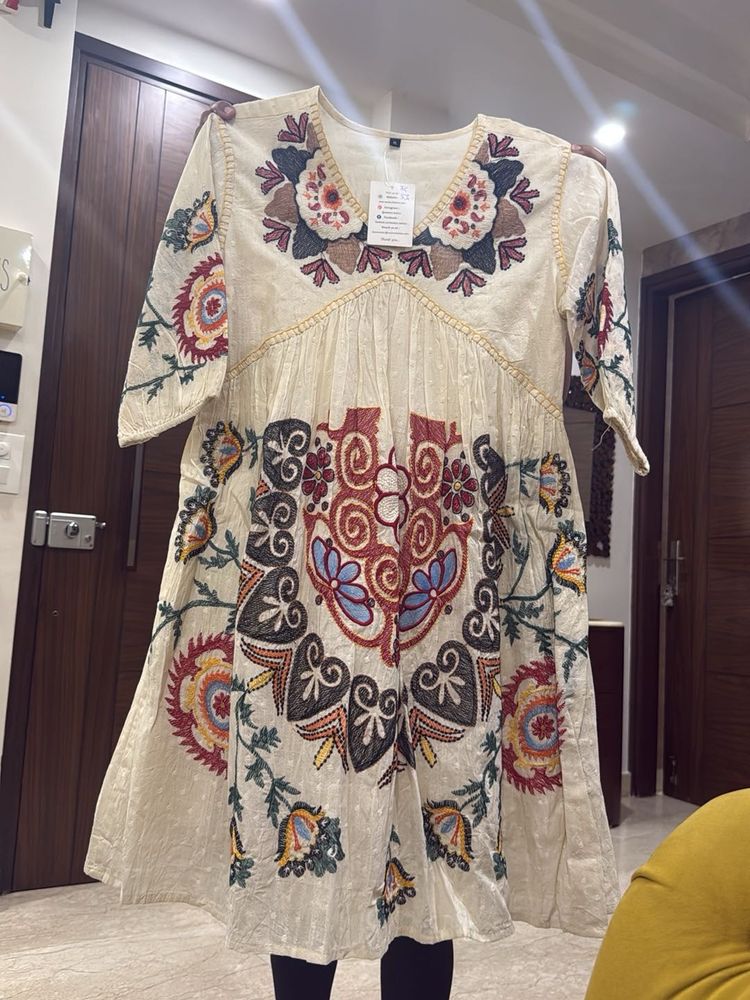 Embroidered Cream dress