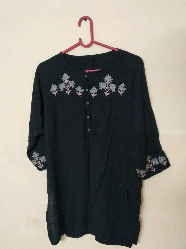 Embroidered Black Kurta