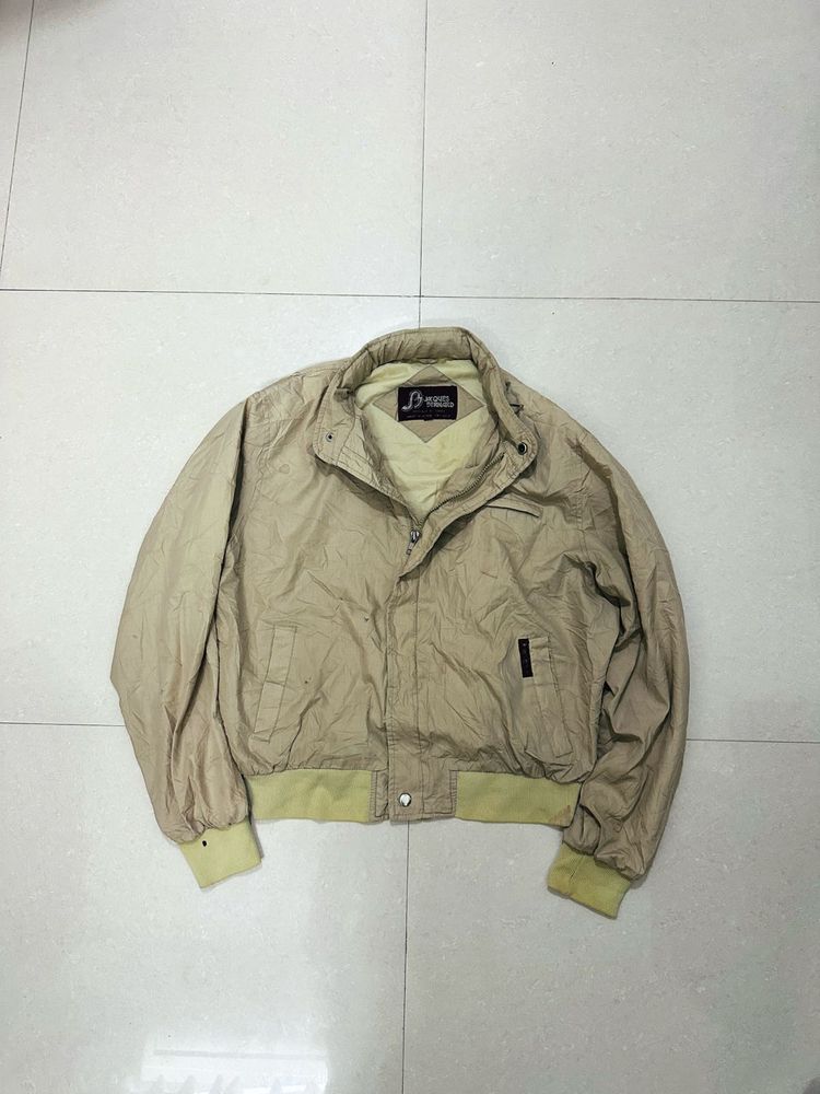 Vintage Men's Beige Bomber Jacket 🇺🇸