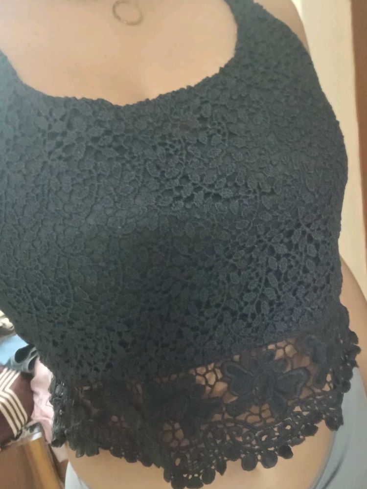 Chic Black Lace Crop Top