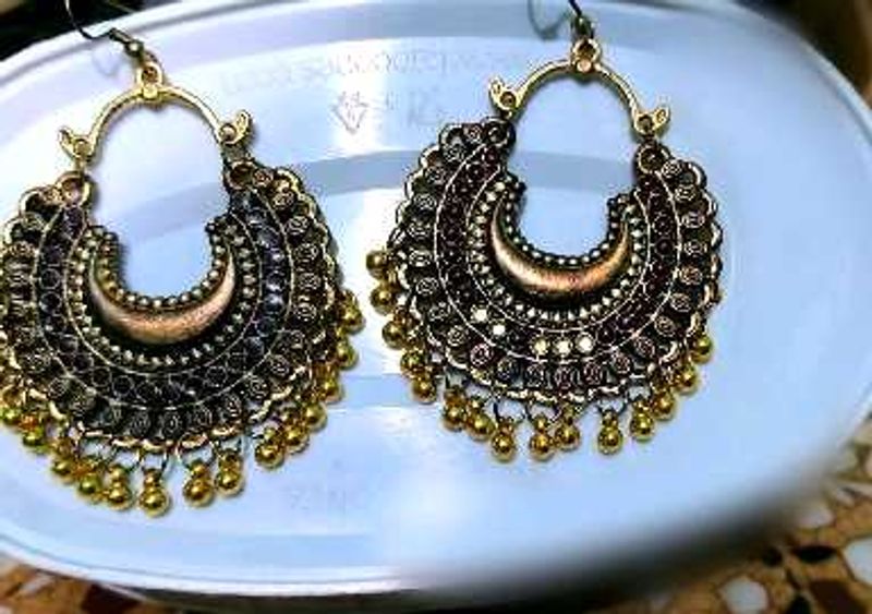 Oxidised Jhumka Earrings