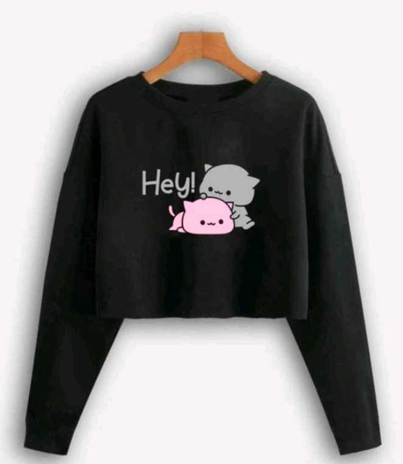 Cute Cat Graphic Crop Top