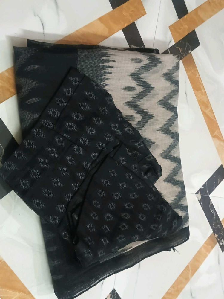 Elegant Black &amp; White Saree
