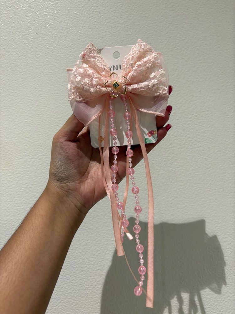 Korean Cute Pink Bow Hair Clip