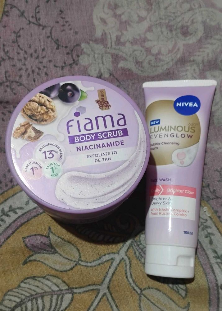 Niacinamide Body Scrub &amp; Face Wash Set