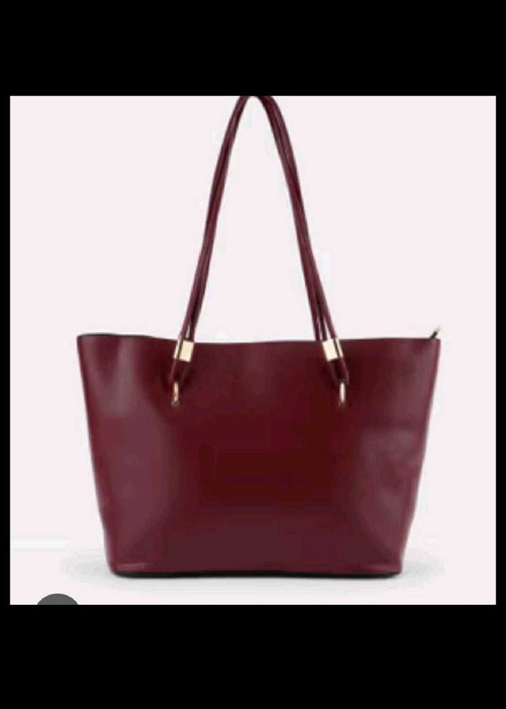 Rsvp Burgundy Faux Leather Tote Bag