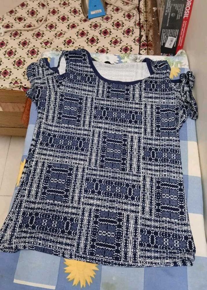 Patterned Cold Shoulder Top