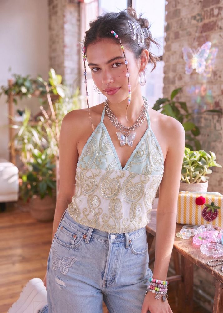 Boho Beaded Halter Top