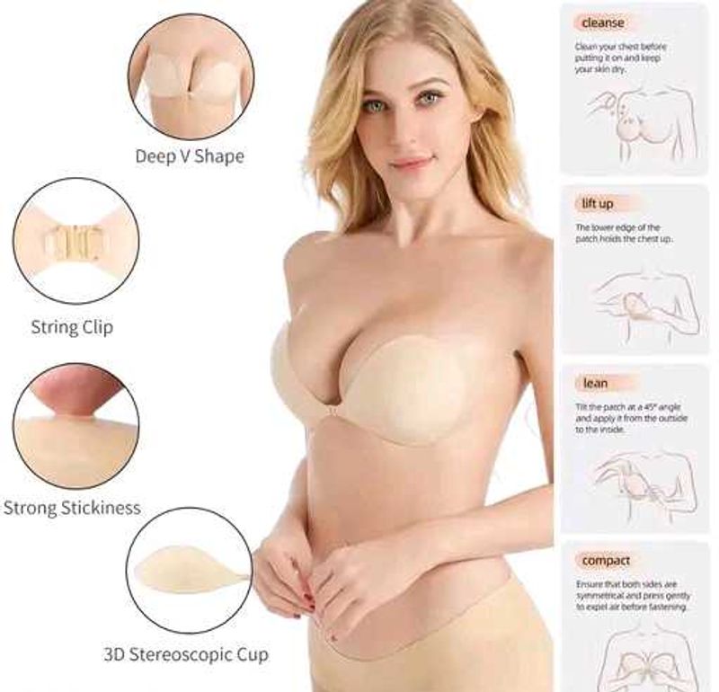 1 pair of backless silicon Adhesive Bra