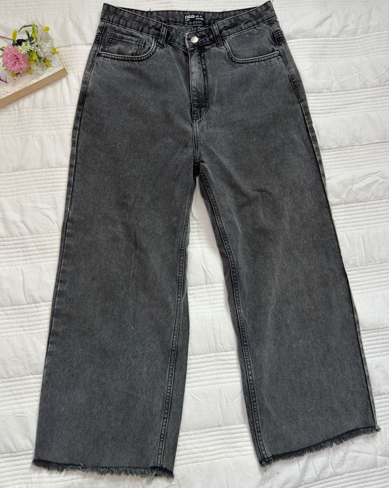 Grey Wide Leg Jeans