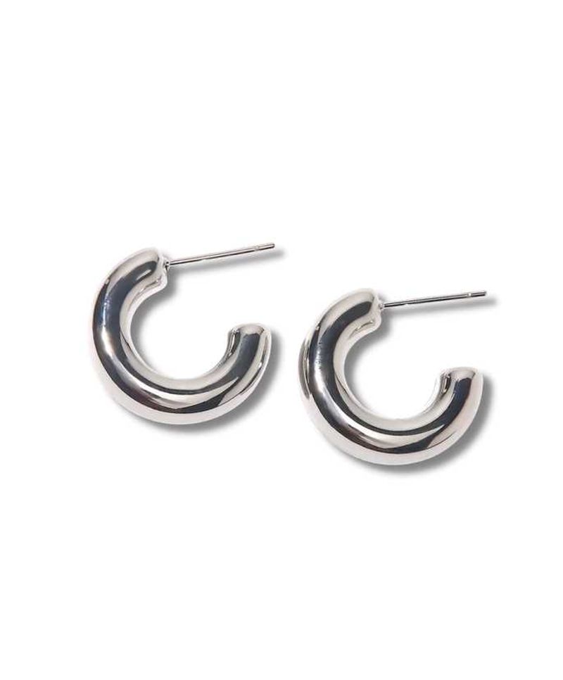 anti tarnish Chunky silver Hoop Earrings