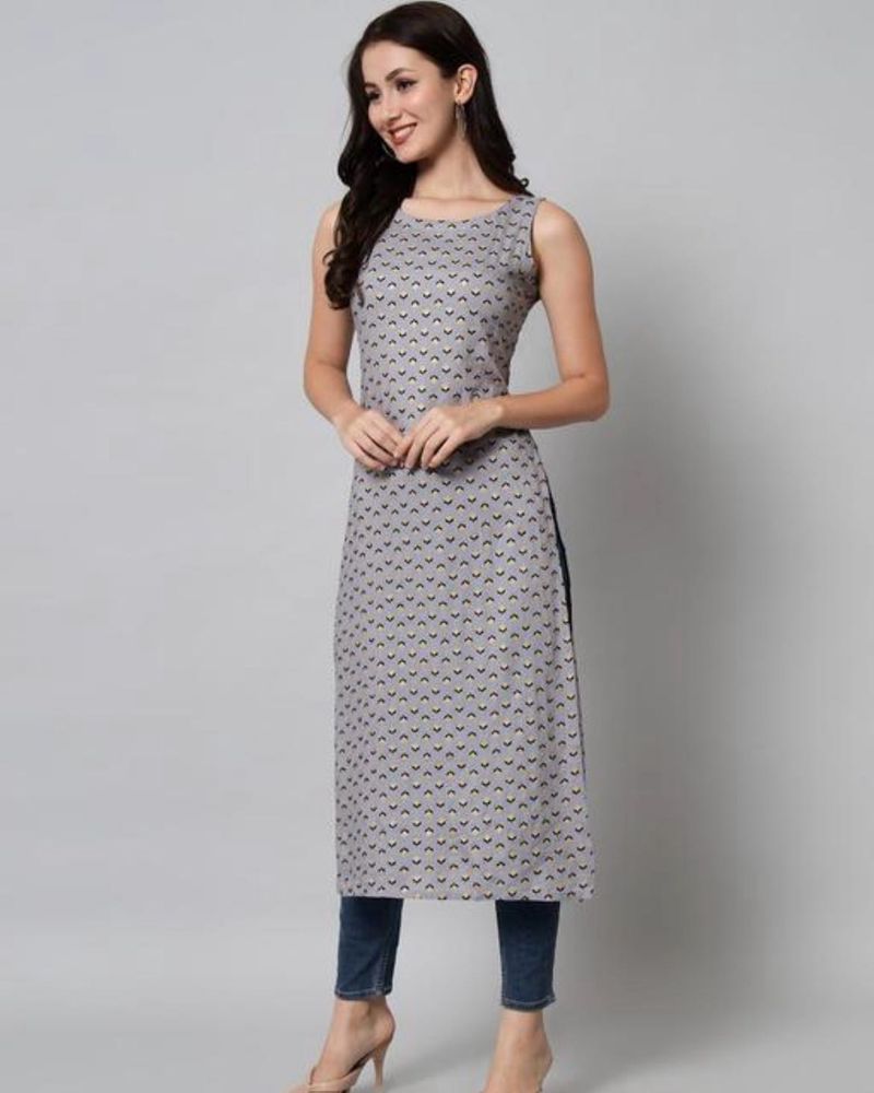 Light Blue Sleeveless Printed Dress