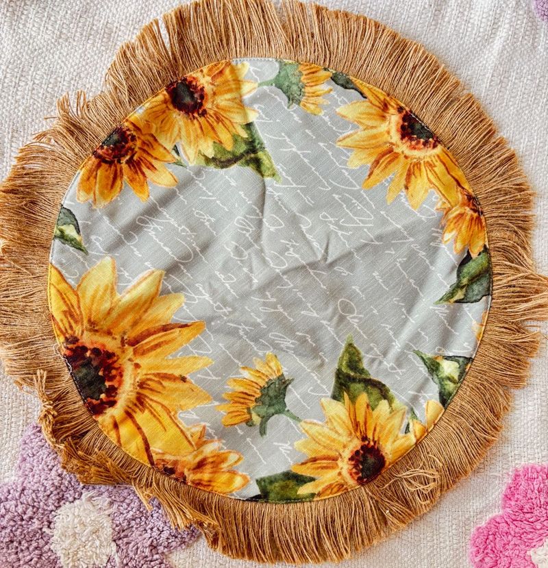 Sunflower Round Placemat with Fringe