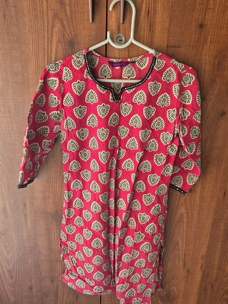 Red Printed Kurta