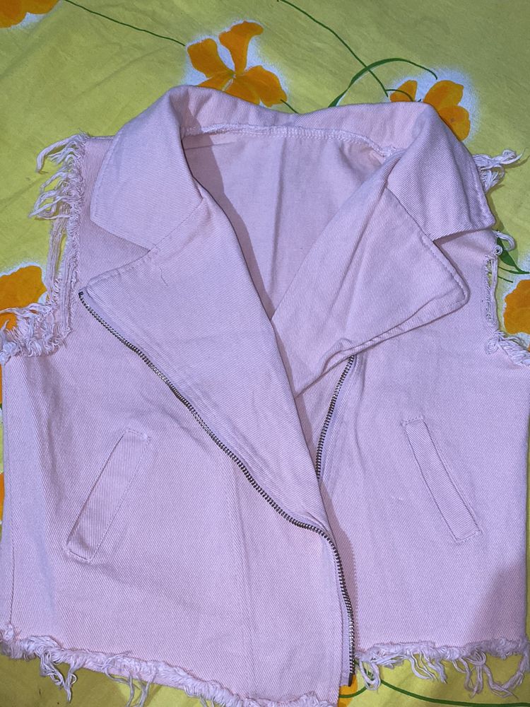 Baby Pink Denim Jacket  New Not Used Even Once