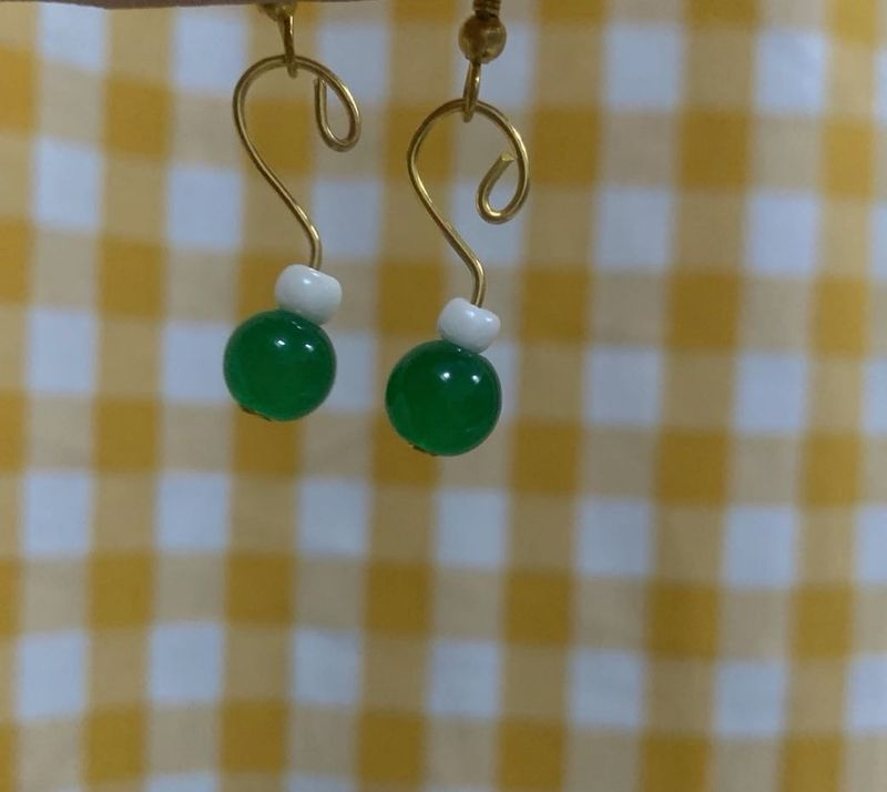 Green Jade Bead Earrings