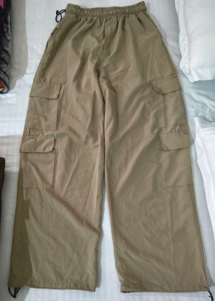 baggy wide leg cream colour pants or trousers