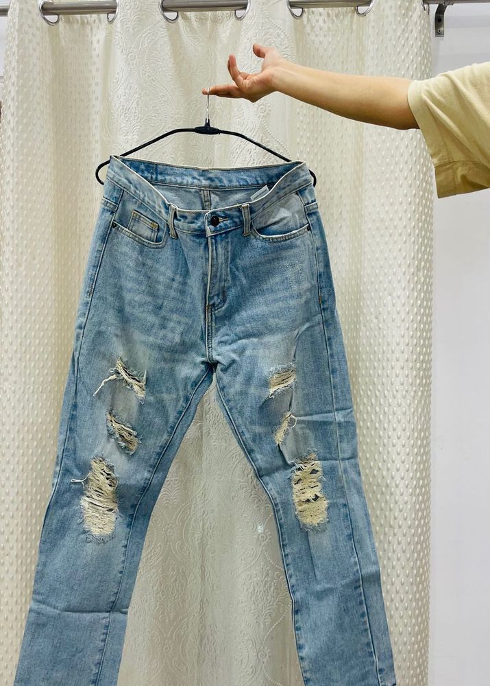 Light Wash Distressed Denim Jeans