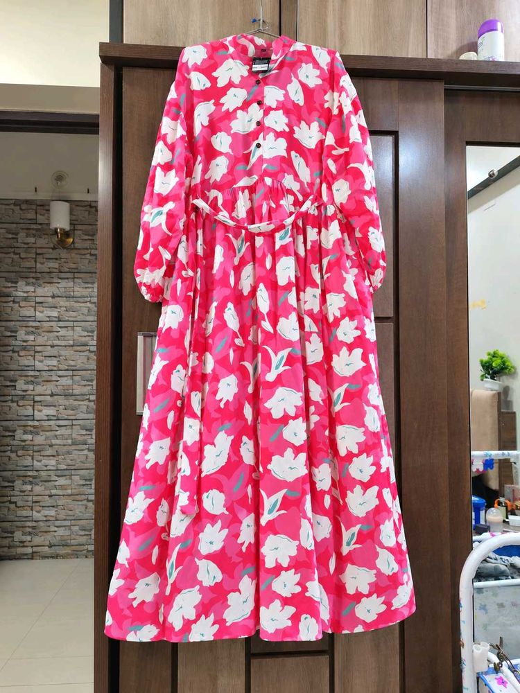 Vibrant Floral Print Maxi Dressi