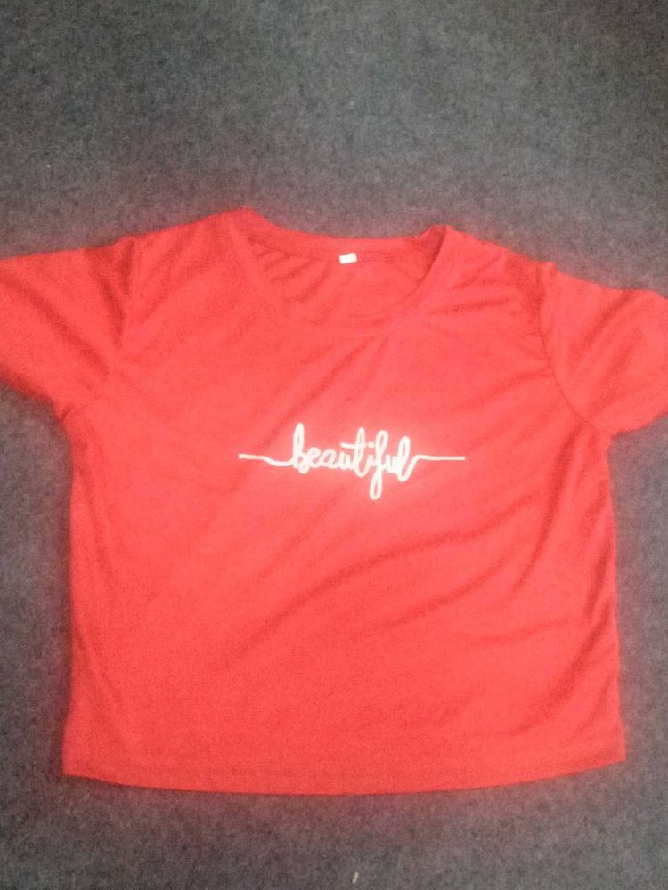 Vibrant Red "Beautiful" Graphic T-Shirt