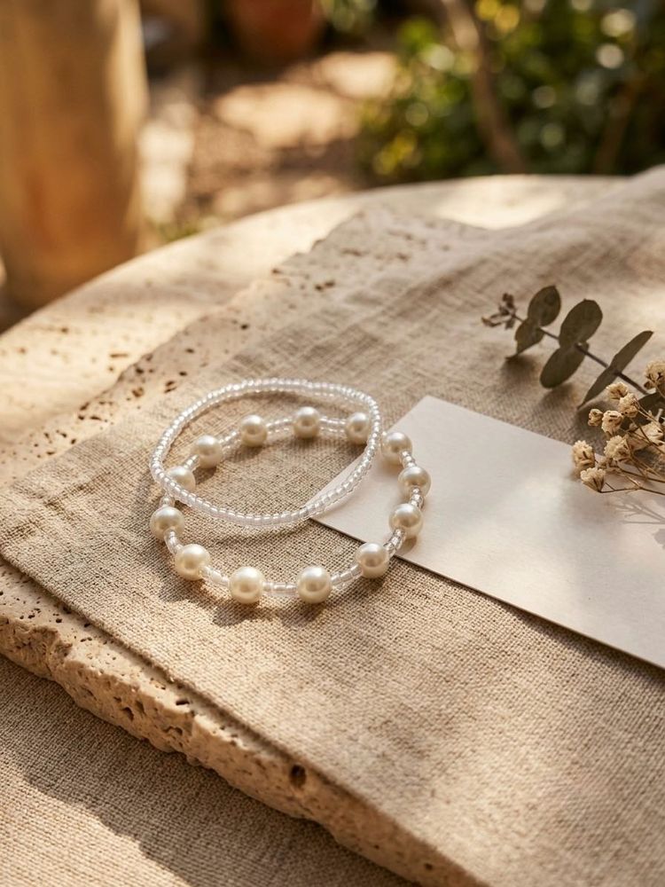 Elegant Pearl Bracelet Set of 2