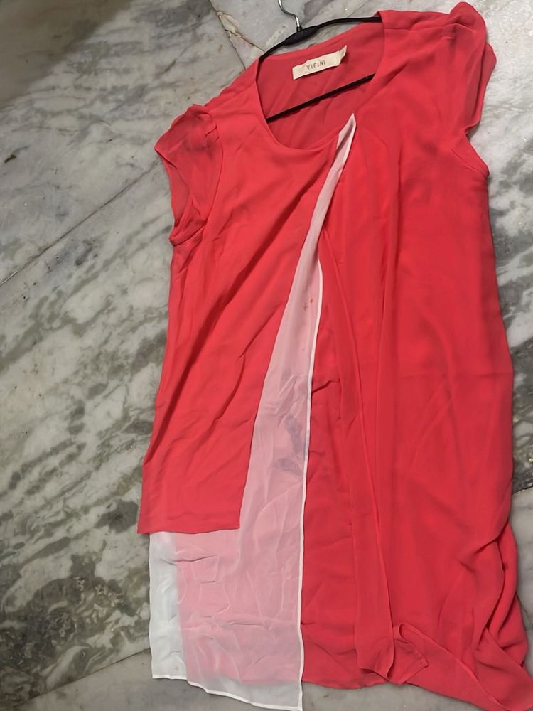 Stylish Coral Asymmetrical Top
