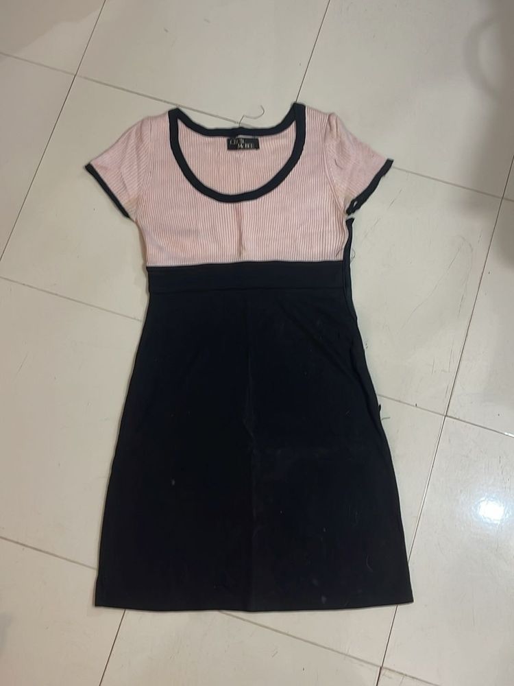 Cute Pink &amp; Black Mini Dress