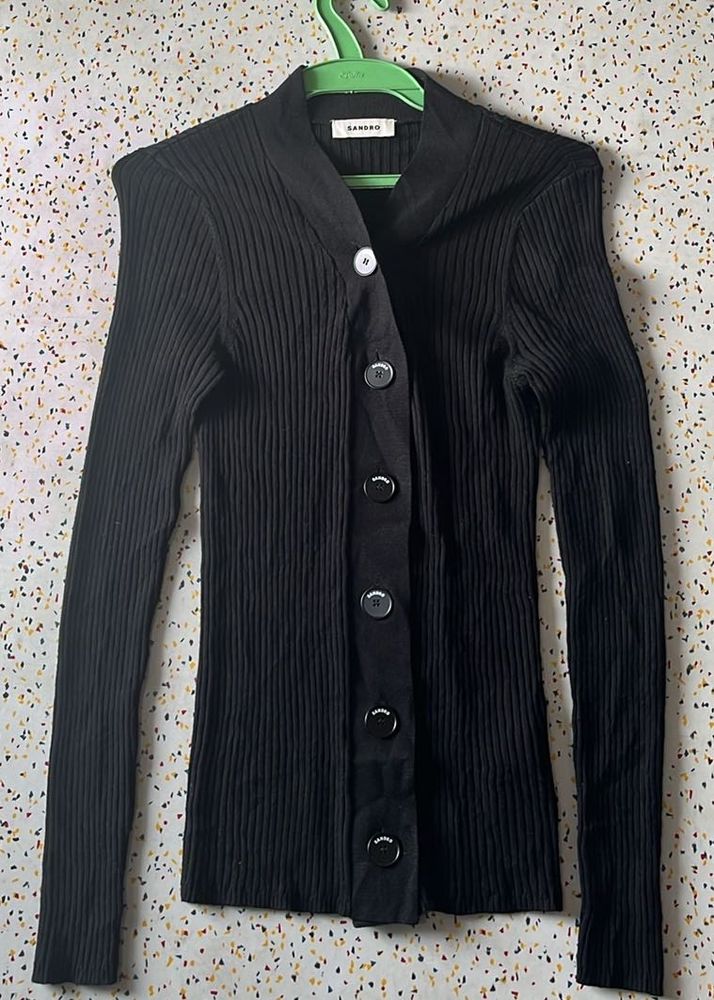 Elegant Black Button-Down Cardigan