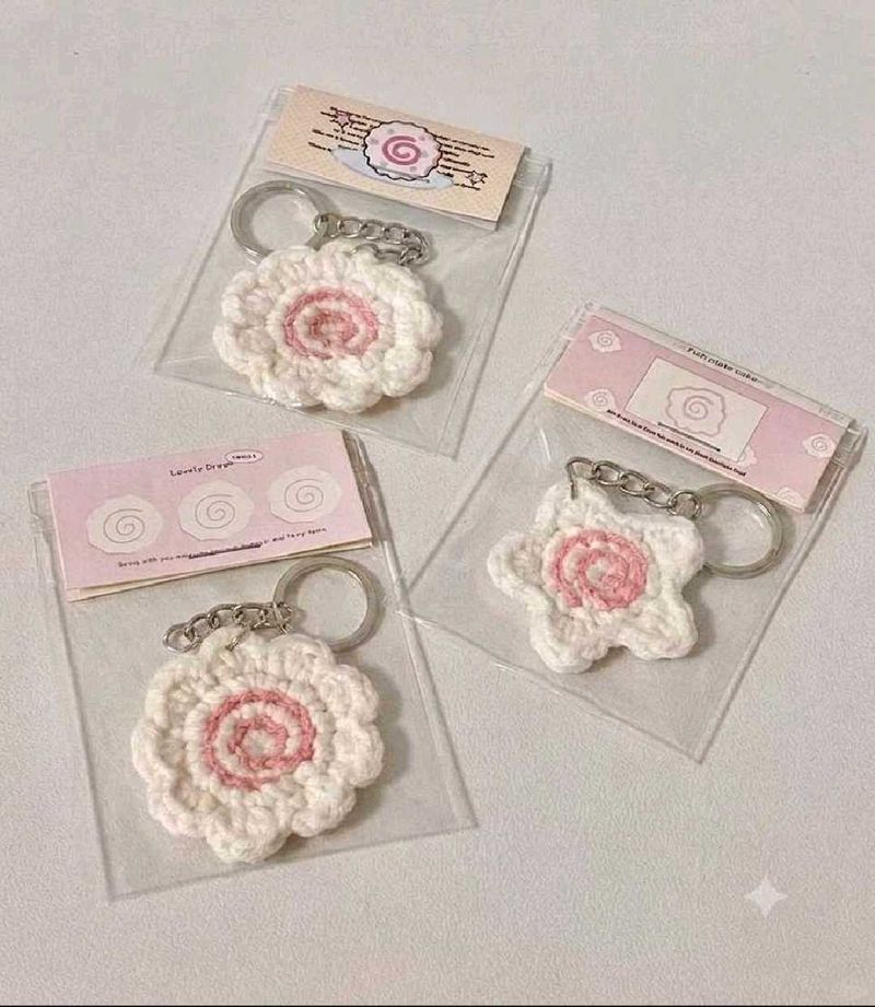 Handmade Crochet Flower Keychain