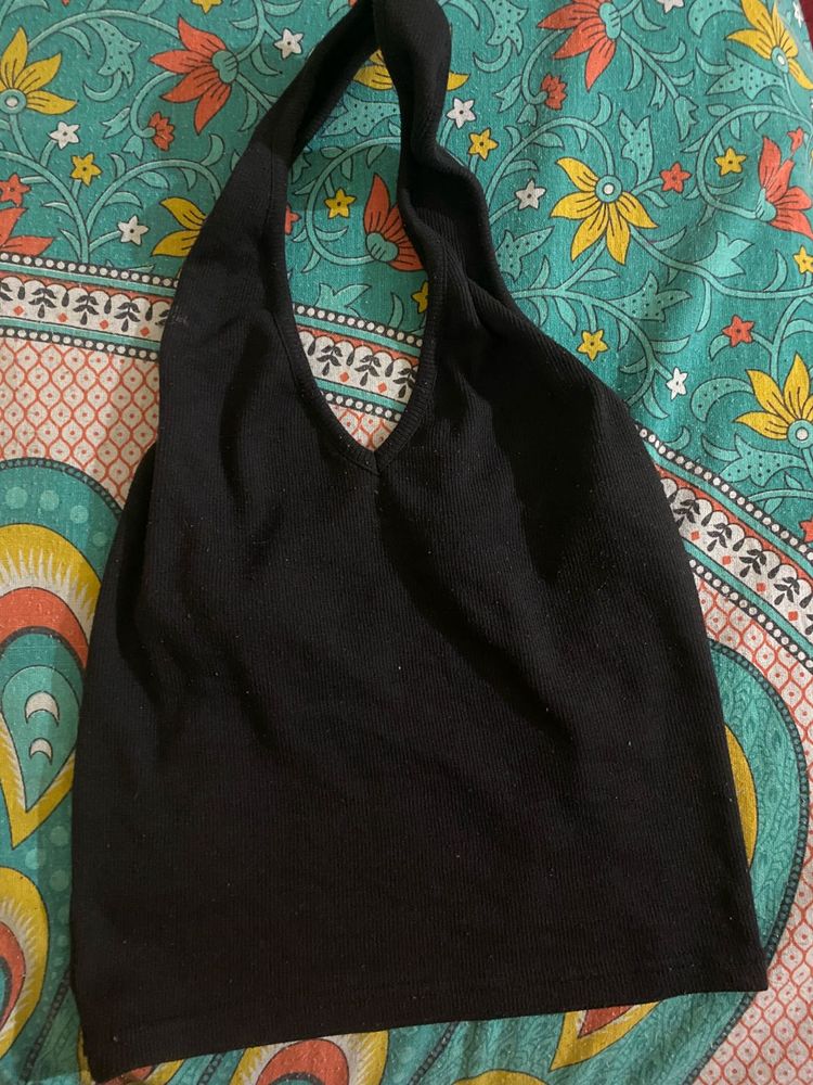 Chic Black Halter Neck backless Top
