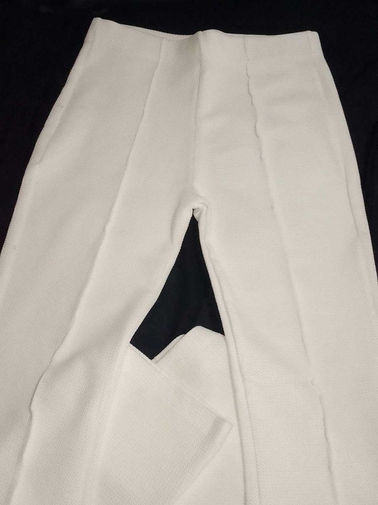 White High-Waist Wide-Leg Pants